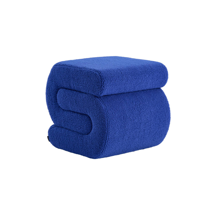 Banc design revêtement bouclette bleu 1 place L 43 x P 47 x H 44cm - Sasha