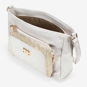 Bolso bandolera beige con cremallera
