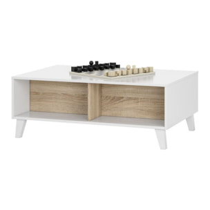 Mesa de centro elevable Zaiken Plus Blanco - Roble Canadian