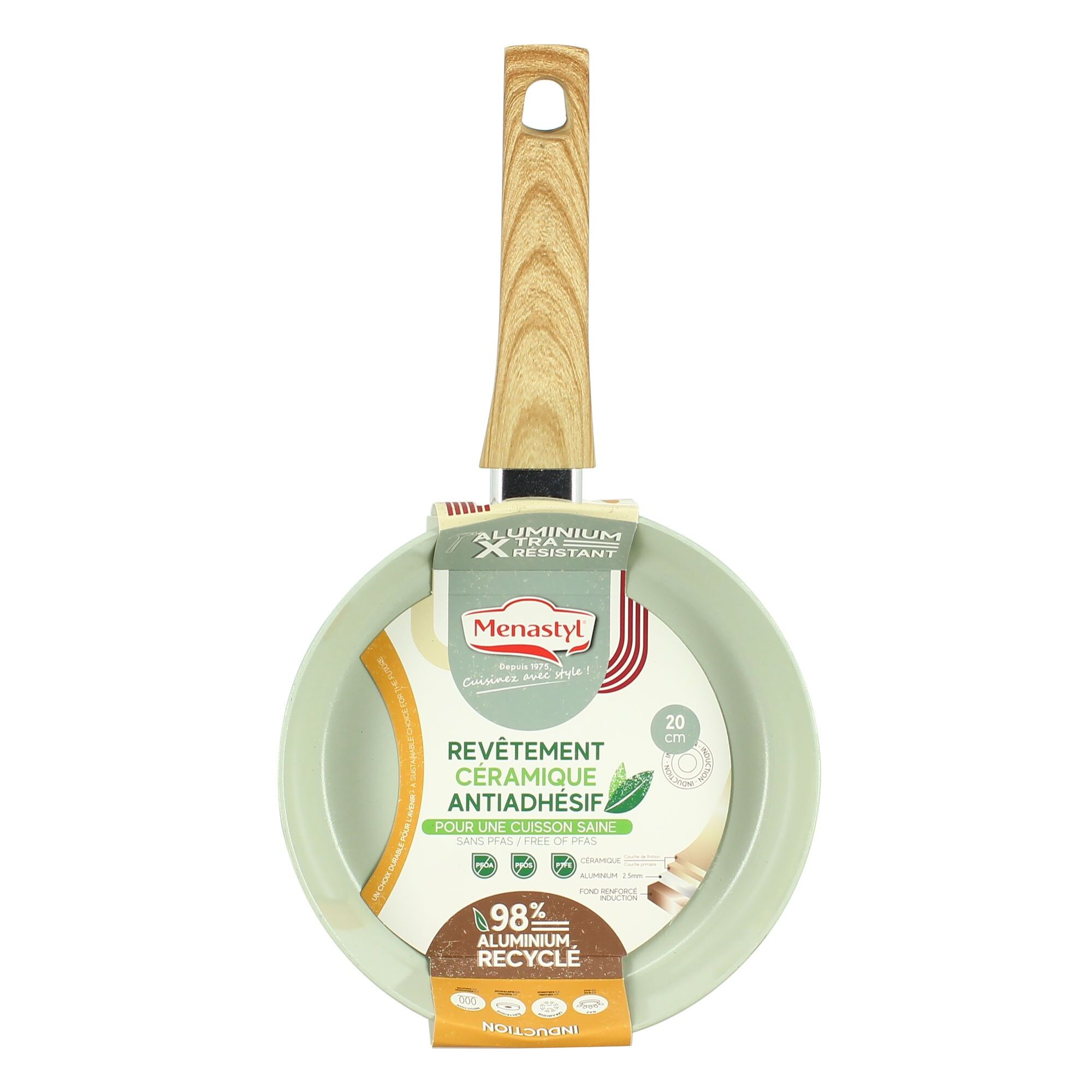 Poêle en revêtement céramique 20cm céladon - tous feux COLORAMA