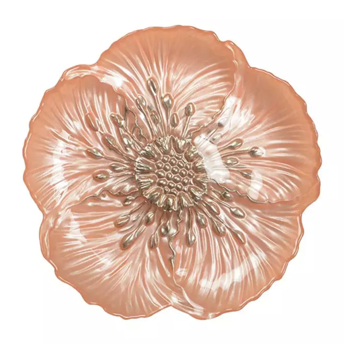Lot de 6 Assiette à dessert fleur saumon
