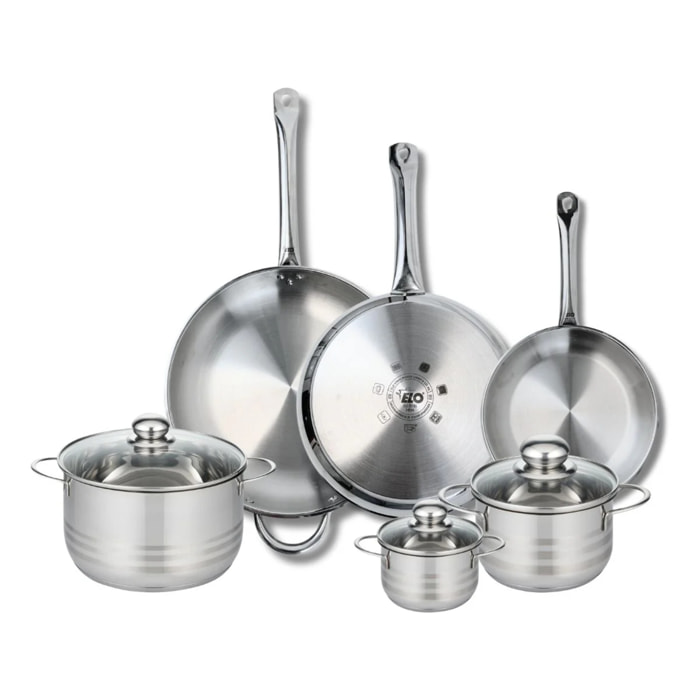 Ensemble de 3 Poêles de cuisson 24, 28 et 32 cm et 3 faitouts 12, 16 et 20 cm Elo Profi Brillant