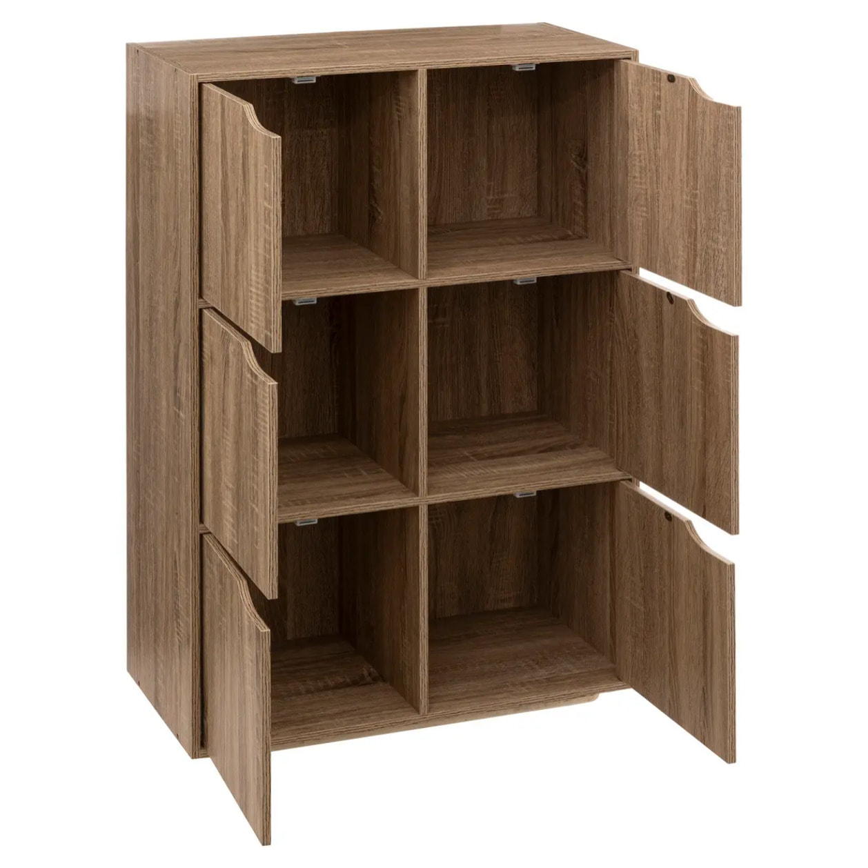 Étagère 6 cases porte "Mix N' Modul" effet bois naturel