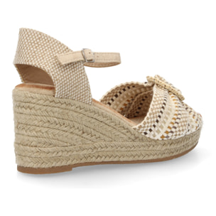 Sandalia cuña esparto lazo mujer