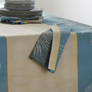 Lot de 3 serviettes tropicales à jacquard enduit - Bleu azur