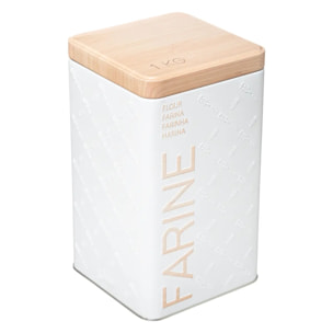 Boîte à farine 1kg métal Blanc Scandi Nature