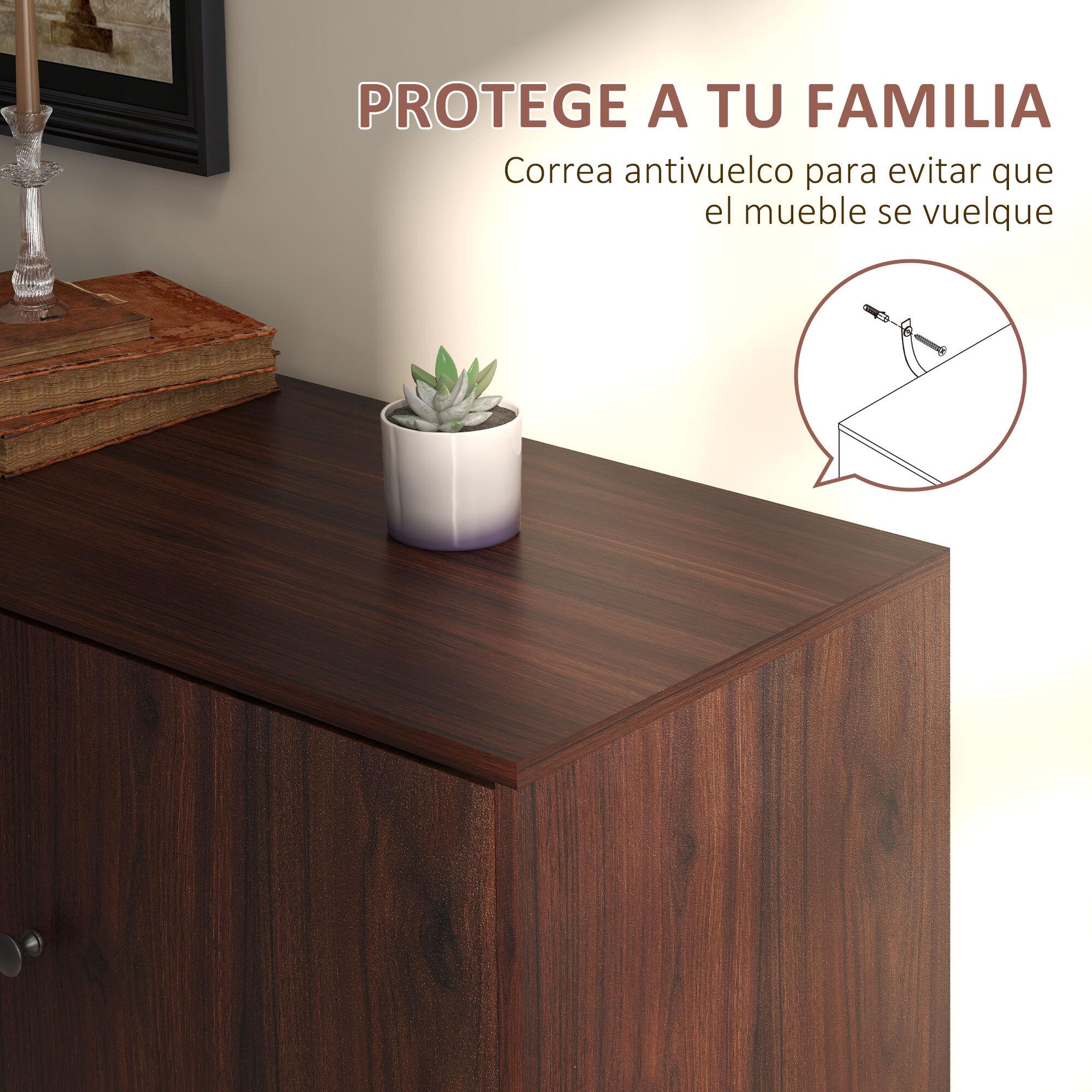 Aparador de Salón Aparador Buffet Mueble Auxiliar de Cocina con 2 Puertas y 3 Cajones para Comedor Dormitorio Oficina 127x40x76 cm Marrón