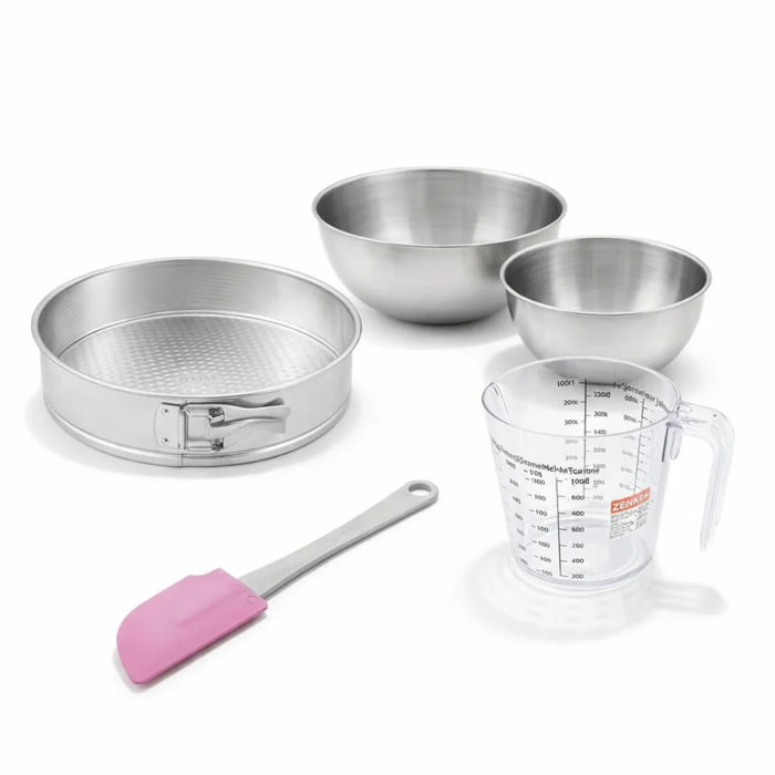 Set pâtisserie avec moule à manqué, 2 bols à mixer, verre mesureur et spatule Zenker