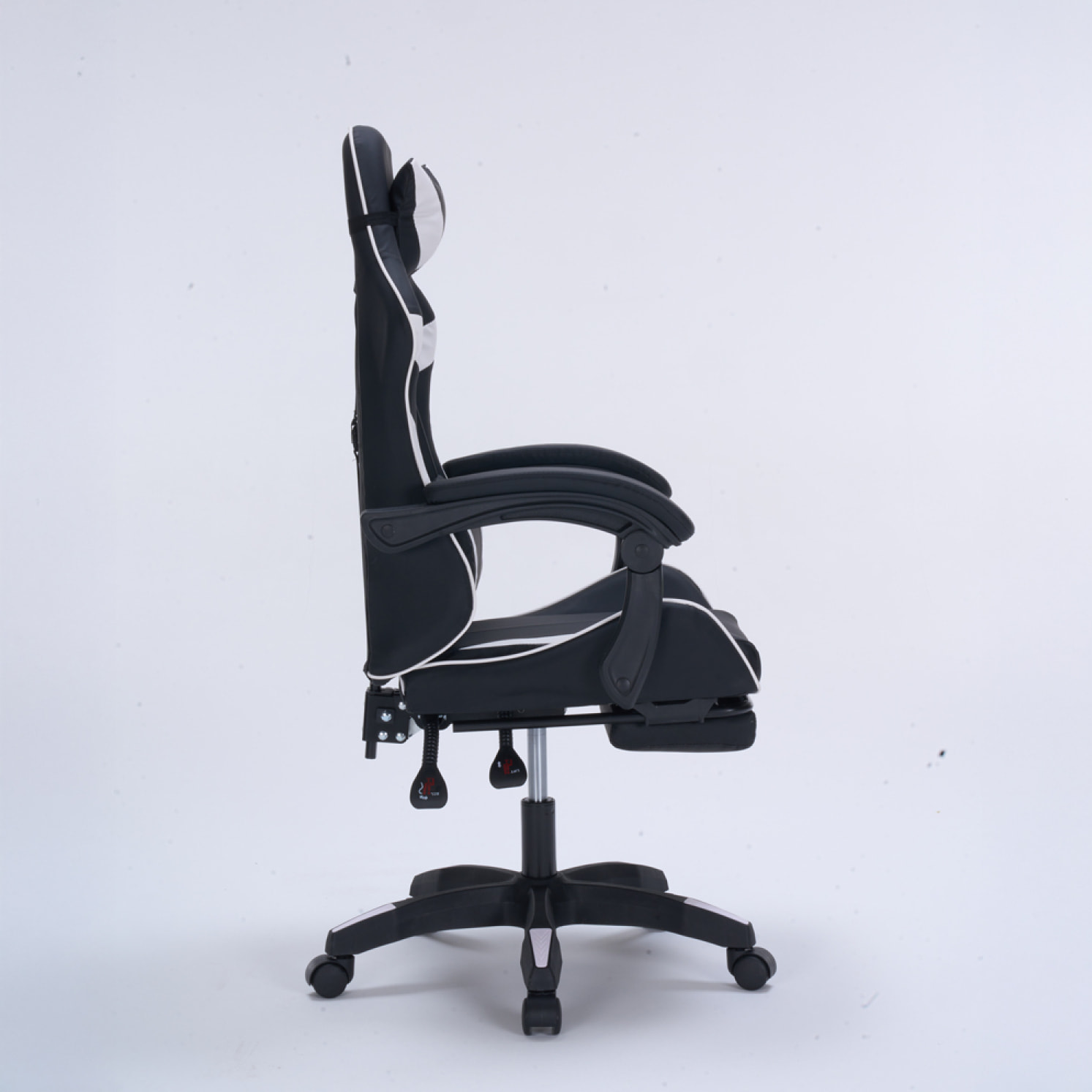 Chaise gaming de bureau ergonomique inclinable noir et blanc JOAO