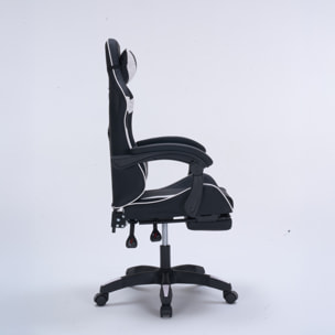 Chaise gaming de bureau ergonomique inclinable noir et blanc JOAO