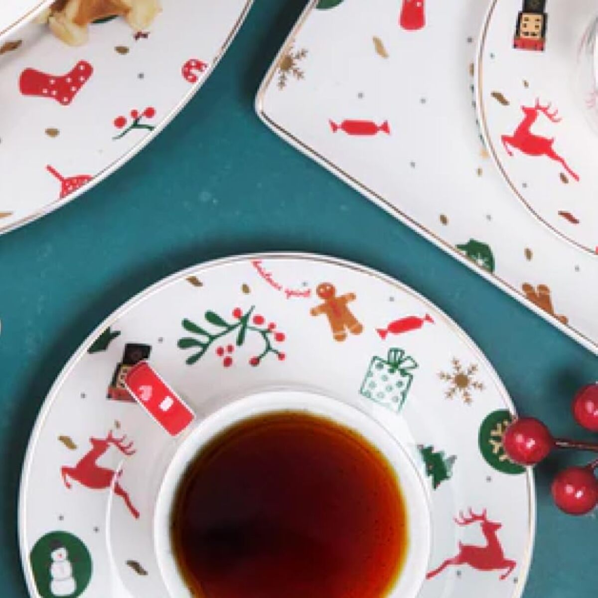 Set 4 tazze da tè Fantasia del Natale in new bone china