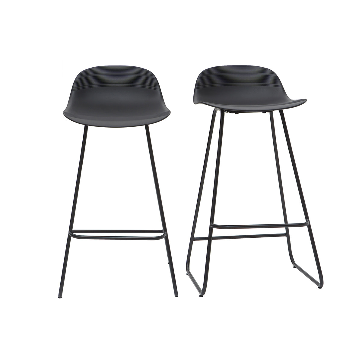 Tabourets de bar design noirs H65 cm (lot de 2) ELLA