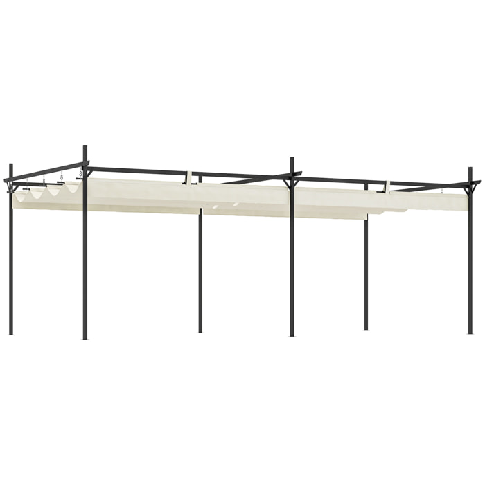 Pérgola con Techo Retráctil Pérgola de Aluminio 6x3 m Cenador con Tela de Poliéster Anti-UV Resistente al Agua Pabellón para Jardín Patio Terraza Exterior Crema