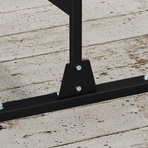 Biombo de 3 Paneles, 122x198 cm, Biombo Separador de Ambientes con Soporte y Tornillos de Expansión, Diseño de Hojas Grandes, para Exterior, Jardín, Patio, Terraza, Negro