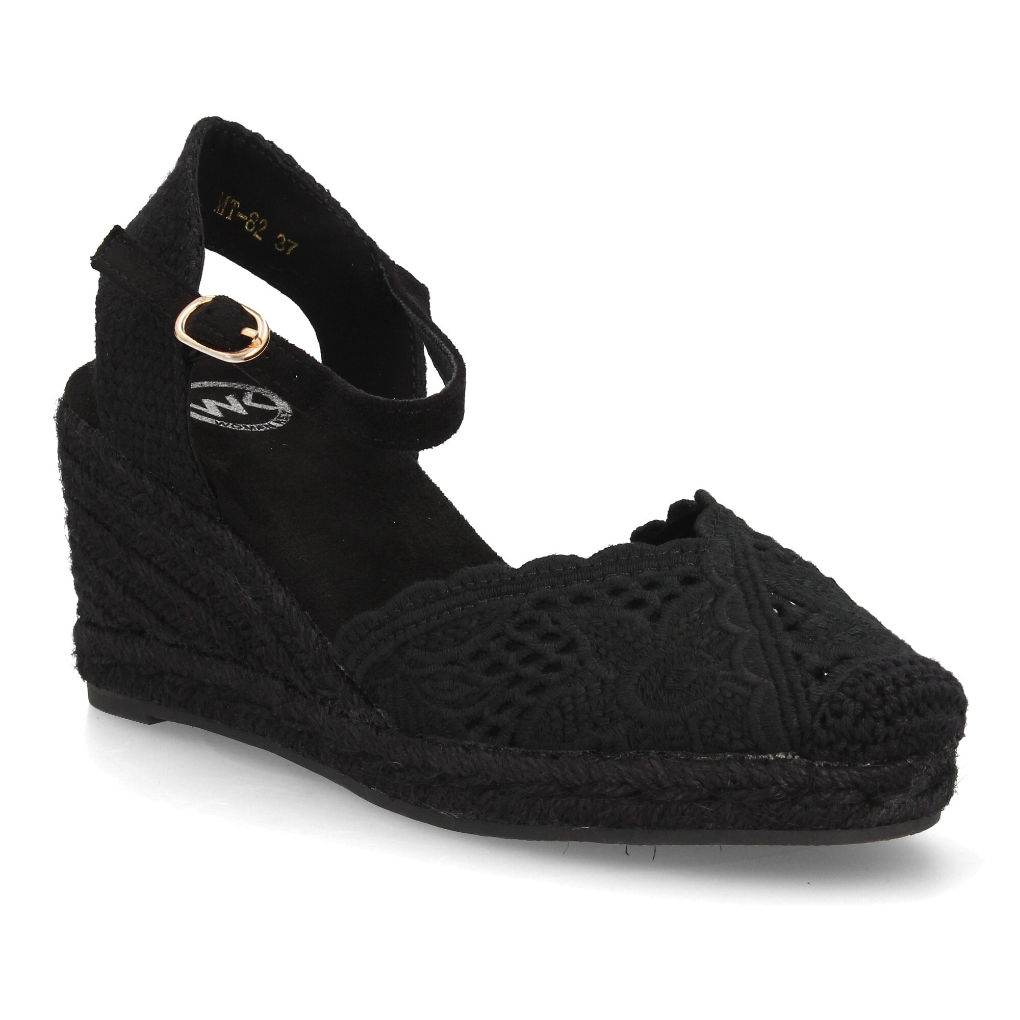 Alpargata valenciana cuña con adornos calados para mujer