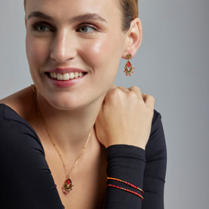 Pendientes con Cristal Rojo acabado oro 18k