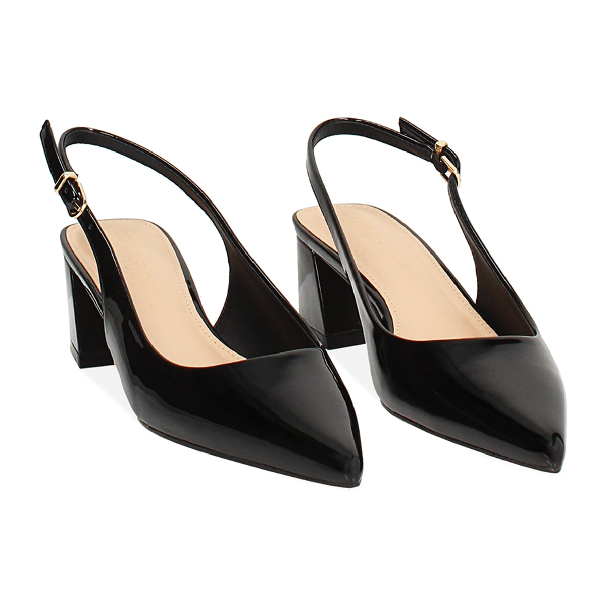 Zapato destalonado negro tacón 4,9 cm