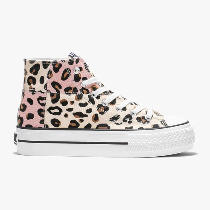 Sneakers alte con patchwork leopardato in  e