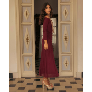 Vestido midi de punto palabra de honor