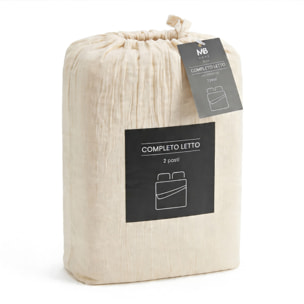 COMPLETO LETTO WATER WASHED, 100% Microfibra, No Stiro - CREMA