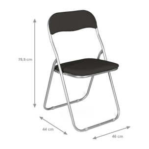 Set di 6 sedie pieghevoli Antenore, Poltrona salvaspazio, Sedia per ospiti, Seduta per riunioni in simil ecopelle, 43x47h80 cm, Nero