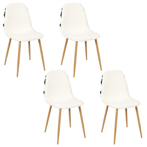 Chaise Lagos Pieds Metal Imitation Bois - Lot De 4