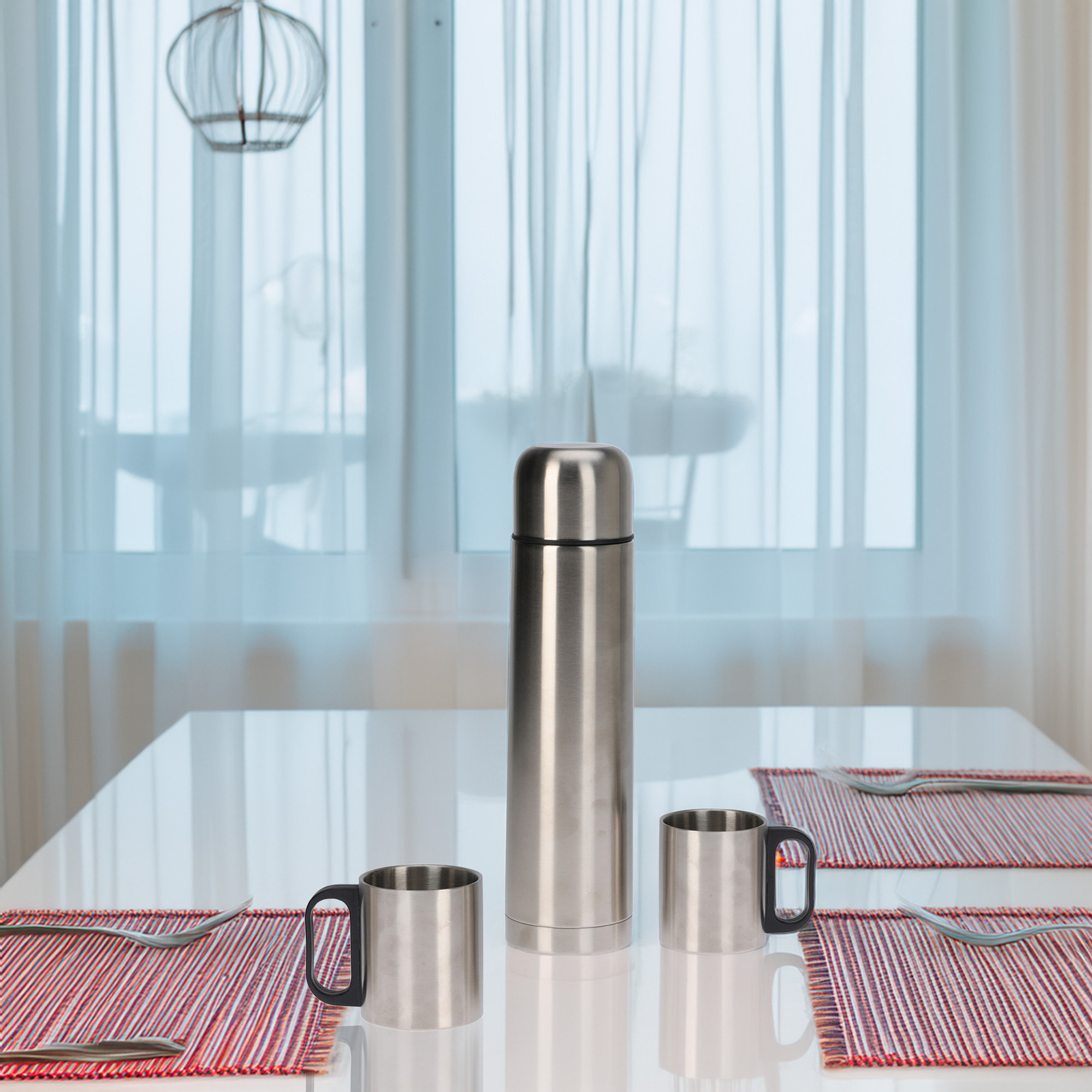 termo de acero inoxidable 1l modelo bullet - incluye 2 tazas de 180ml