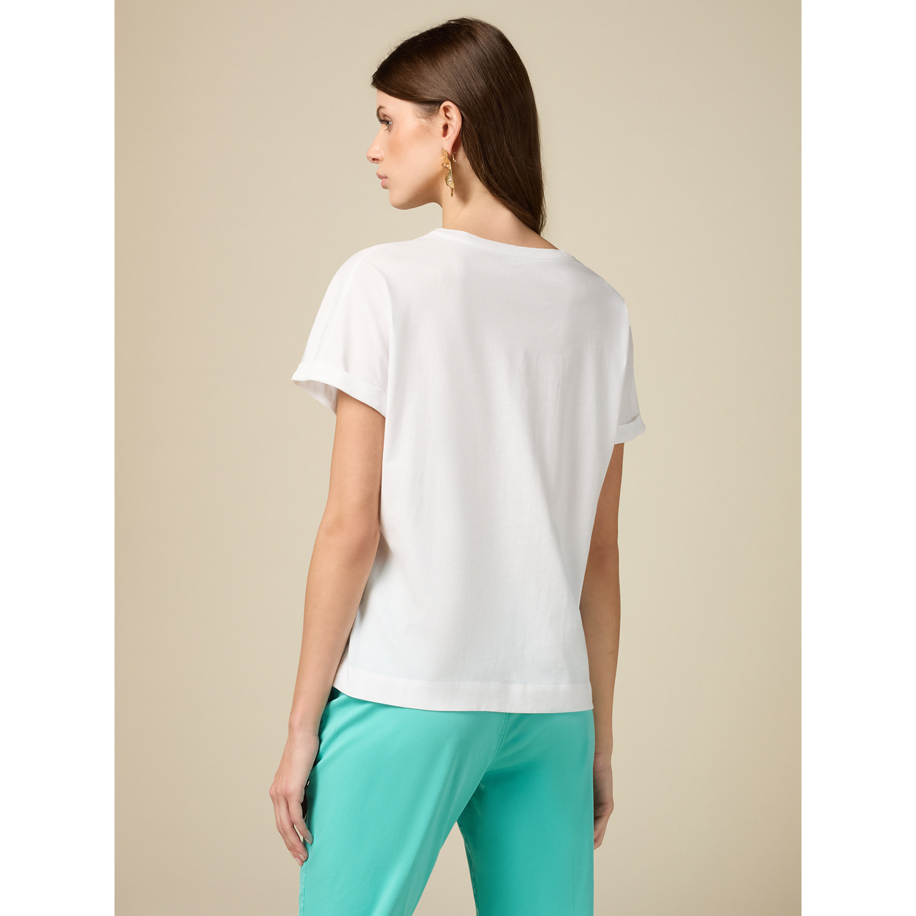 Oltre - Camiseta con bordado y lentejuelas - Blanco