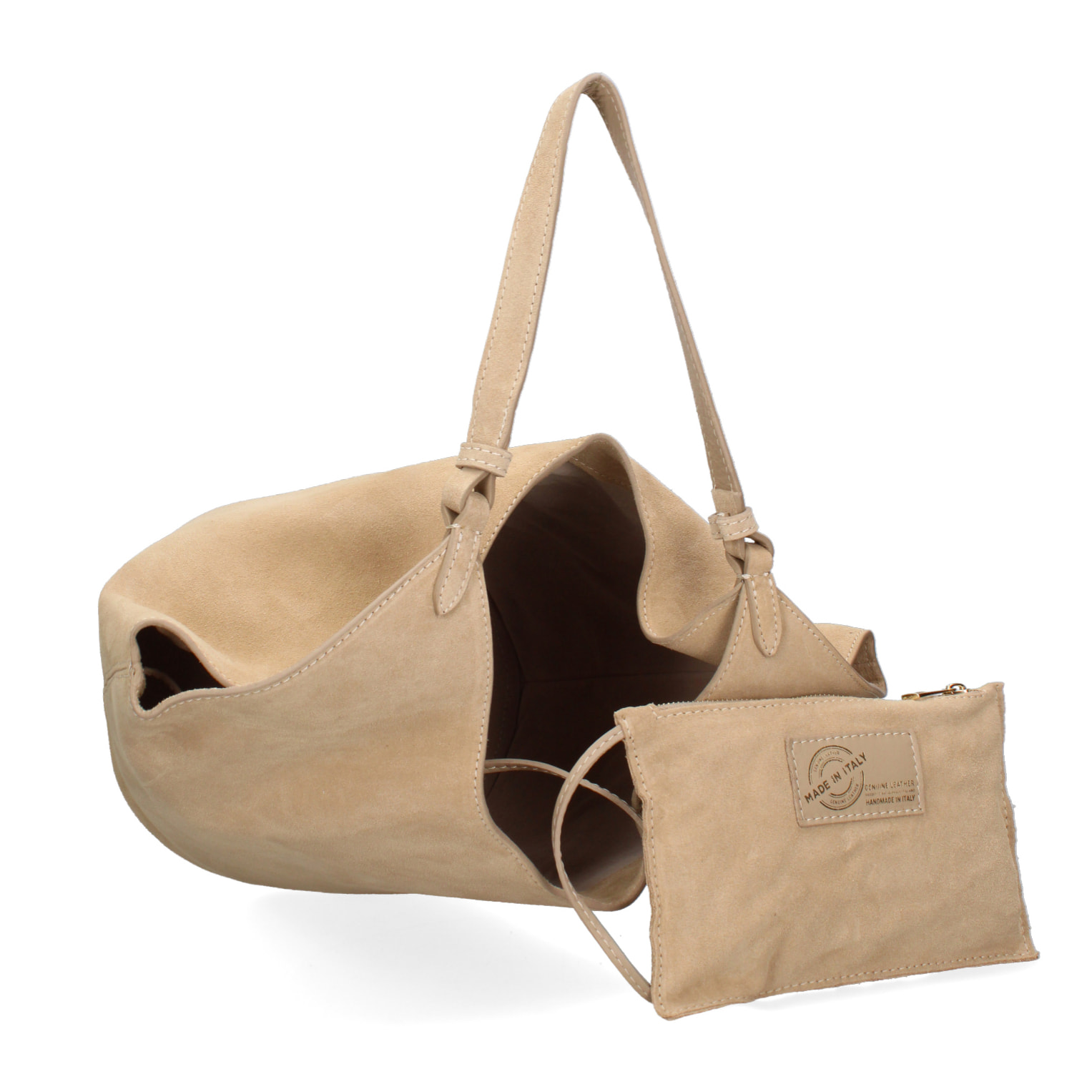 Borsa a spalla da donna - Modello Lisboa - Pelle Scamosciata - 27.0 x 38.0 x 21.5 cm