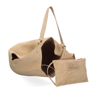 Borsa a spalla da donna - Modello Lisboa - Pelle Scamosciata - 27.0 x 38.0 x 21.5 cm