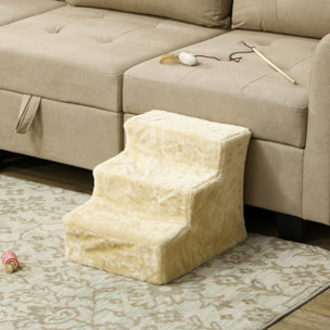 Escalier pour chien à 3 marches déhoussable lavable - 46 x 35 x 35 cm - beige