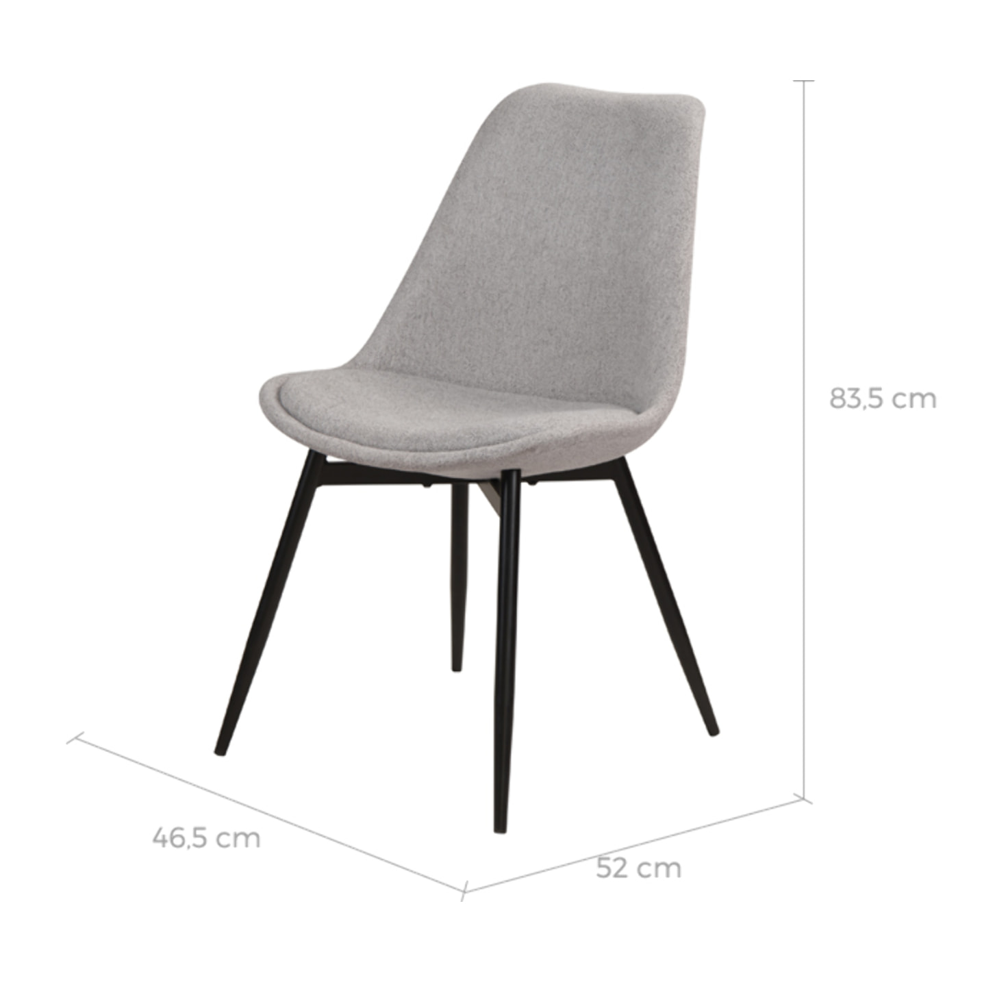 Lot de 2 chaises en tissu gris clair chiné et pieds en métal - Filipi