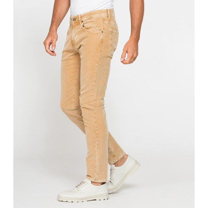 PANTALONE SLIM FIT IN VELLUTO STRETCH TINTURA ACID WASH