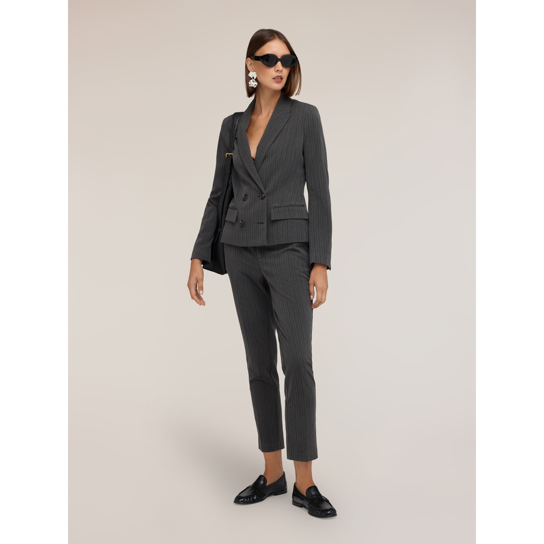 Motivi - Blazer doppiopetto con fantasia gessata - Grigio