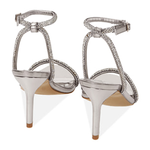 Sandali gioiello argento, tacco 8,5 cm