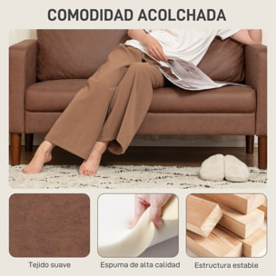 Sofá de 2 Plazas, Tapizado en Microfibra, Sofá Moderno con Patas de Madera, Reposabrazos, para Salón, Dormitorio, Oficina, Sala de Estar, 130x78x85 cm, Marrón