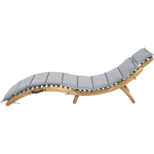 Bain de soleil en bois avec coussins inclus "Jakarta" - Gris