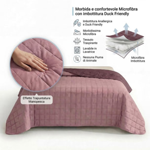 Copriletto matrimoniale estivo leggero double face 260x260 cm, trapunta estiva traspirante e morbida, coperta primaverile elegante e moderna, design reversibile per doppio stile, ideale per stagione calda, resistente e facile da lavare