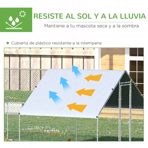 Conjunto de 1 Gallinero de Madera con 2 Nidos Bandeja Extraíble 150x100x96,5 cm y 1 Gallinero para Exterior Grande de Acero Galvanizado 3x8x2 m