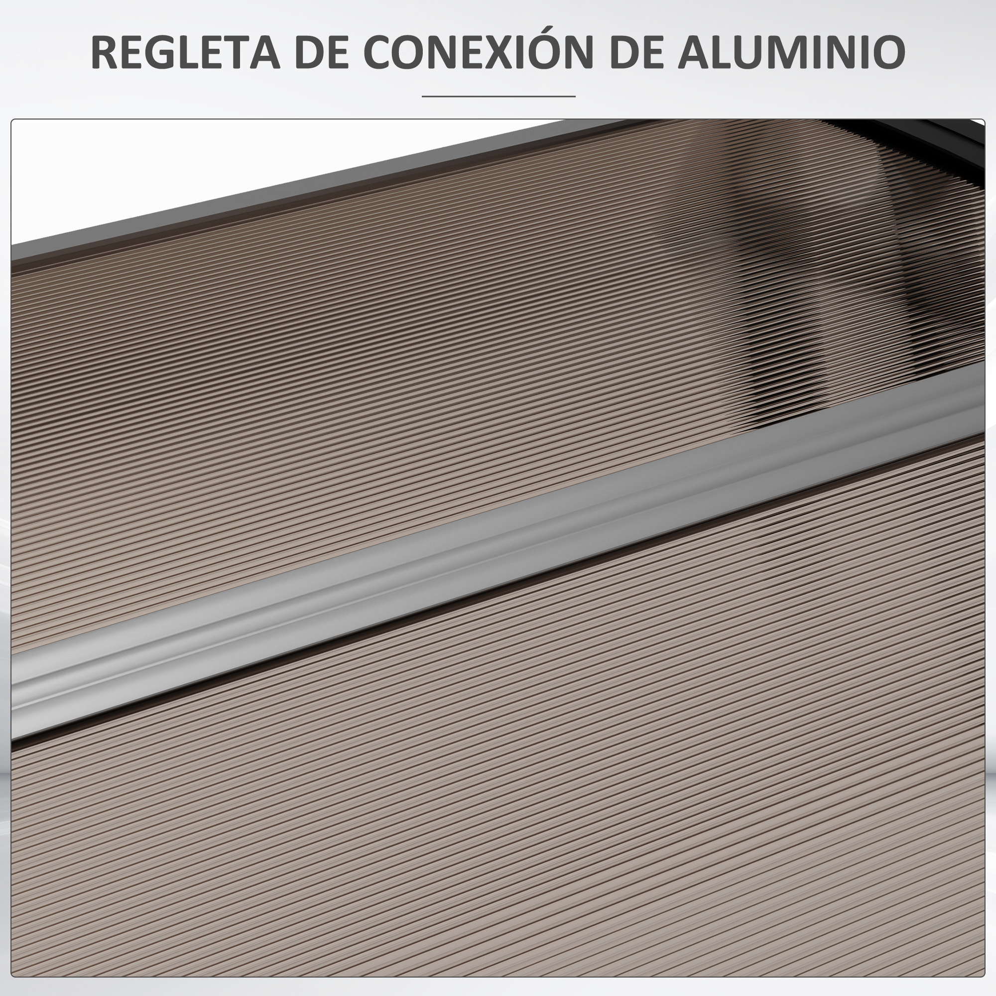 Tejadillo de Protección 303x96x27 cm Marquesina Exterior para Puertas y Ventanas contra Sol y Lluvia con Soporte de PP Policarbonato Marrón