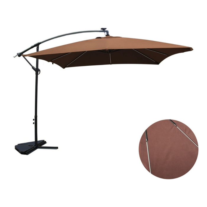 Parasol Néon LED déporté 3x3m chocolat DAVAGNA