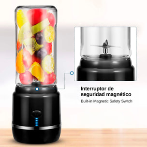 Batidora portátil HD-03-01 de 420 ml con potente motor de 240W y batería recargable de 4000mAh.