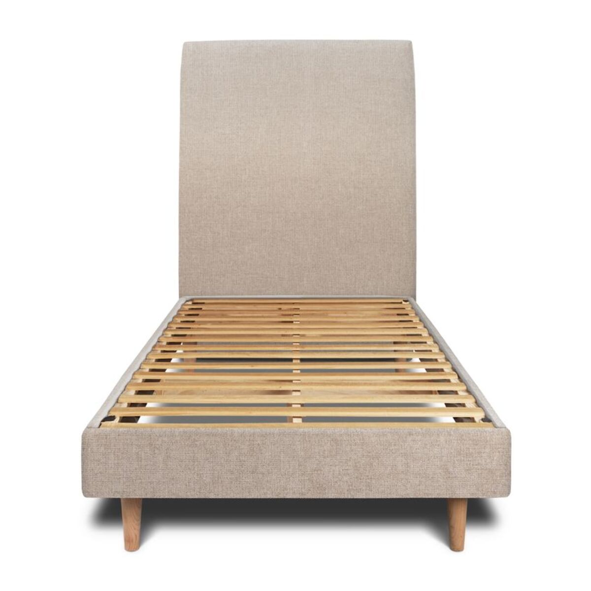 Lit avec tête de lit tapissée tissu et sommier kit Ep14