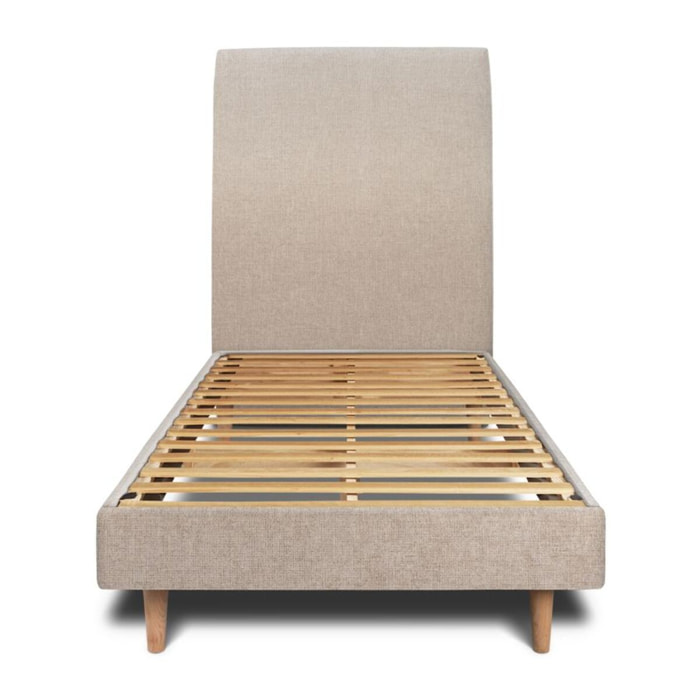 Lit avec tête de lit tapissée tissu et sommier kit Ep14