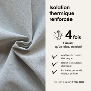 Rideau 100% occultant double face galon fronceur MIDNIGHT - Ivoire