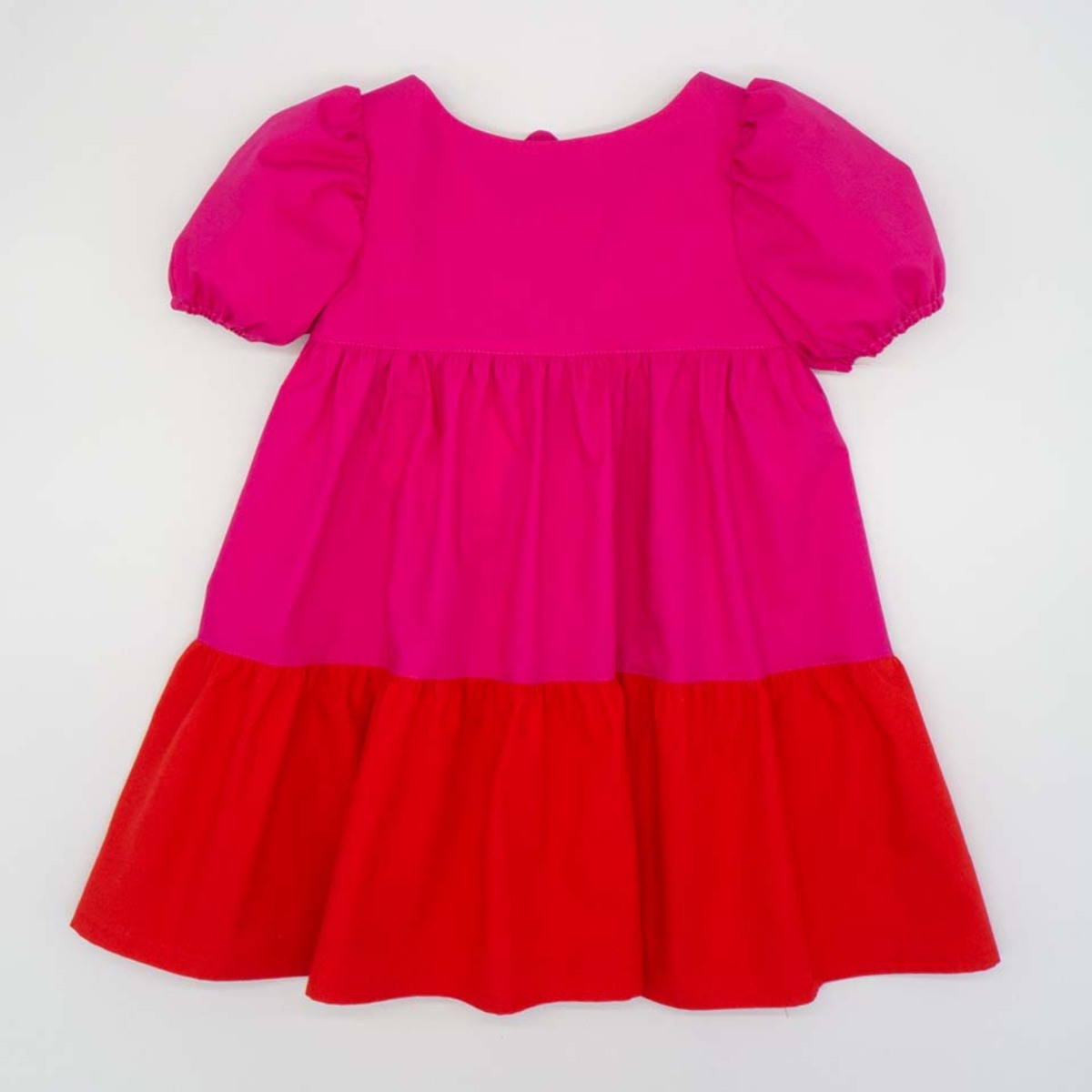 VESTIDO FUCSIA Y ROJO