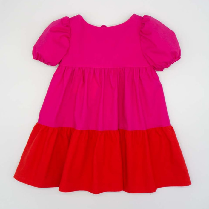 VESTIDO FUCSIA Y ROJO