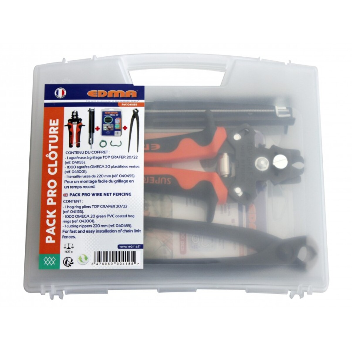 Pack pro cloture EDMA 1 agrafeuse + 1 tenaille + 1000 agrafes - 041855