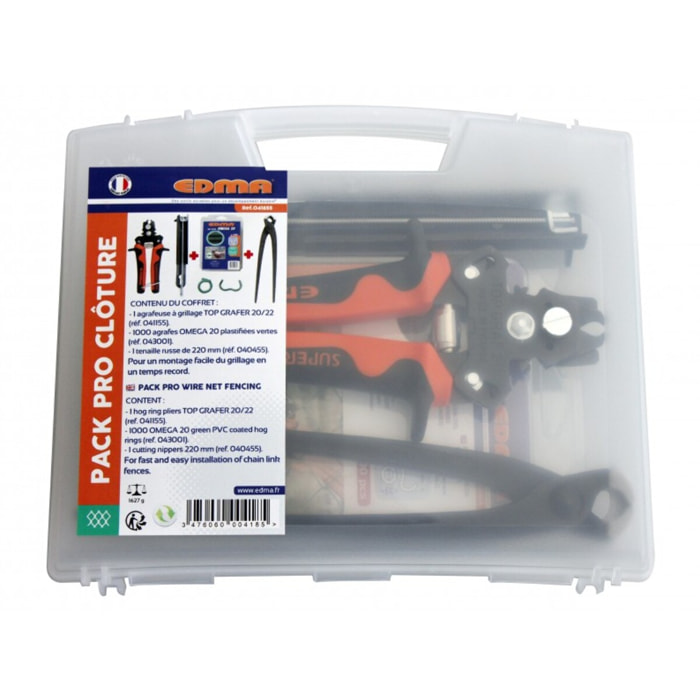 Pack pro cloture EDMA 1 agrafeuse + 1 tenaille + 1000 agrafes - 041855