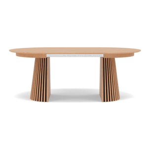 Freya - table à manger ronde extensible - effet bois - 4 à 8 personnes - Bois